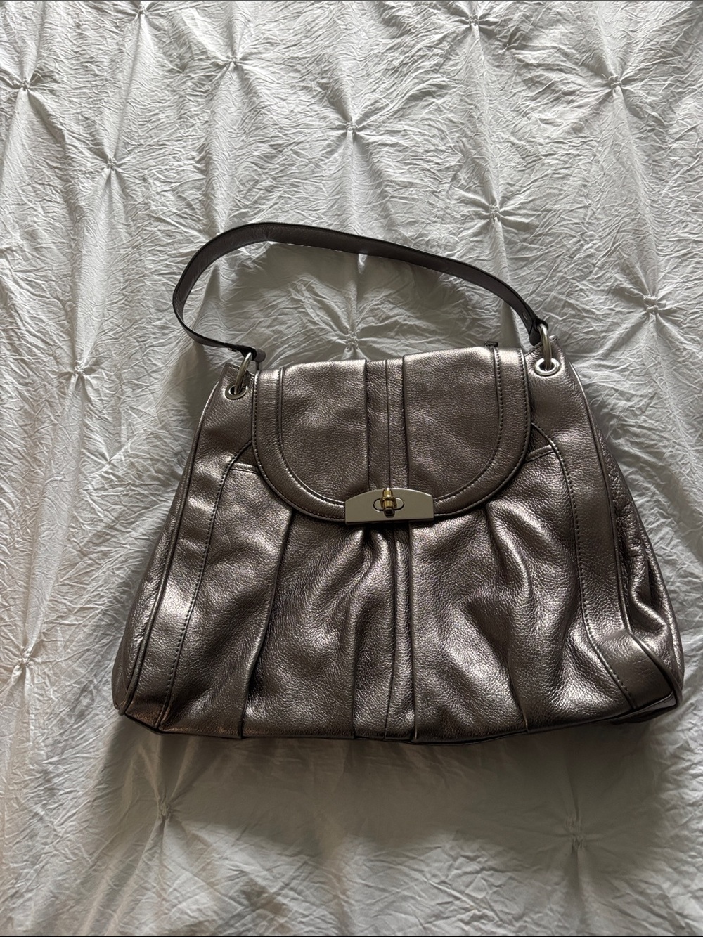Metallic Silver Shoulder Bag - Women's Fashion Handbag